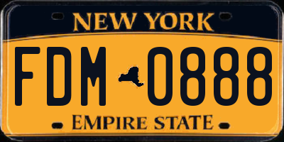 NY license plate FDM0888