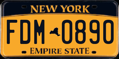 NY license plate FDM0890