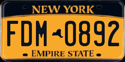 NY license plate FDM0892