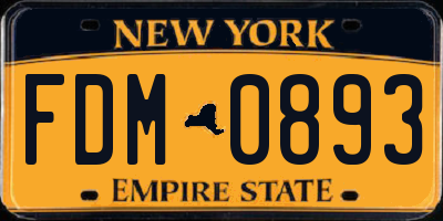 NY license plate FDM0893