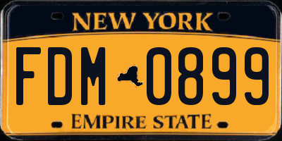 NY license plate FDM0899
