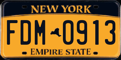 NY license plate FDM0913