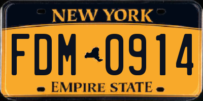 NY license plate FDM0914