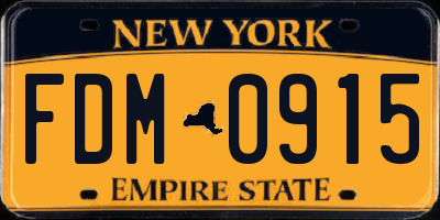 NY license plate FDM0915