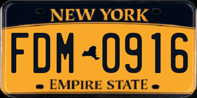 NY license plate FDM0916