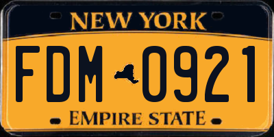 NY license plate FDM0921
