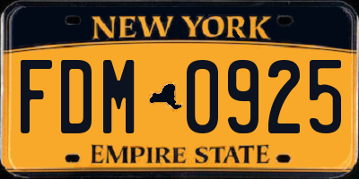 NY license plate FDM0925