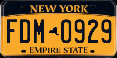 NY license plate FDM0929