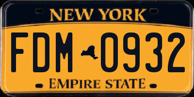 NY license plate FDM0932