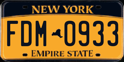 NY license plate FDM0933