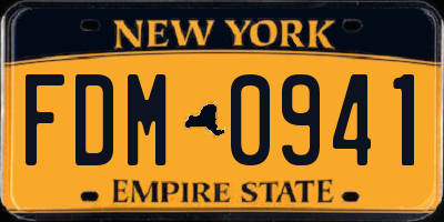 NY license plate FDM0941