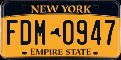 NY license plate FDM0947