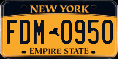 NY license plate FDM0950