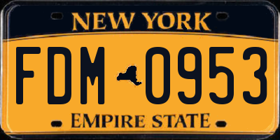 NY license plate FDM0953