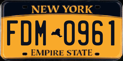 NY license plate FDM0961