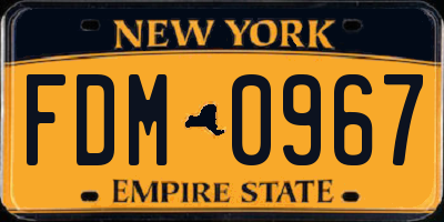 NY license plate FDM0967