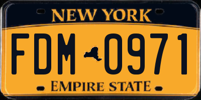NY license plate FDM0971