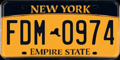NY license plate FDM0974