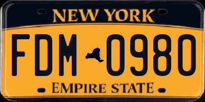 NY license plate FDM0980