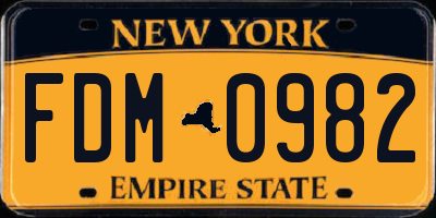 NY license plate FDM0982