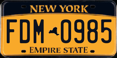 NY license plate FDM0985