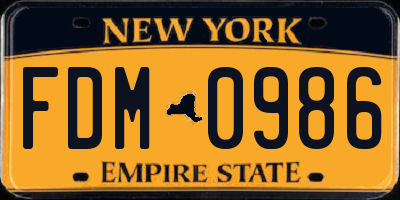 NY license plate FDM0986