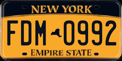 NY license plate FDM0992