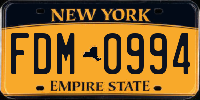 NY license plate FDM0994
