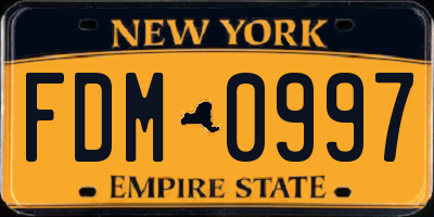 NY license plate FDM0997