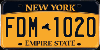 NY license plate FDM1020