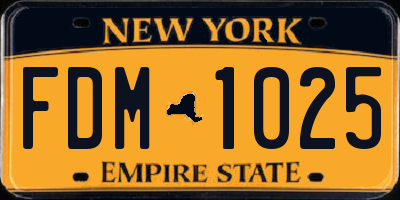 NY license plate FDM1025