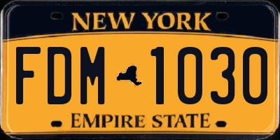 NY license plate FDM1030