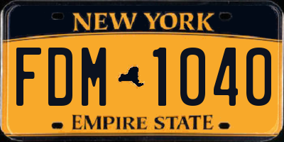 NY license plate FDM1040