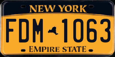 NY license plate FDM1063