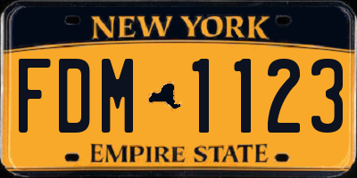NY license plate FDM1123