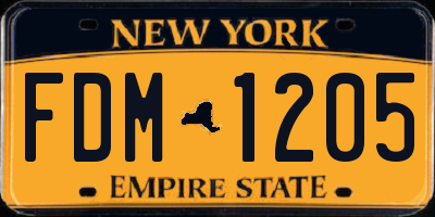 NY license plate FDM1205