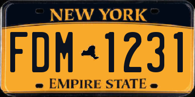 NY license plate FDM1231