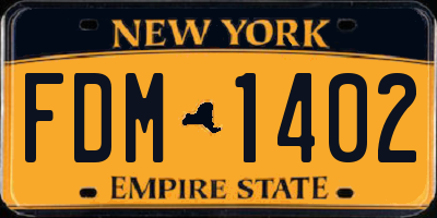 NY license plate FDM1402