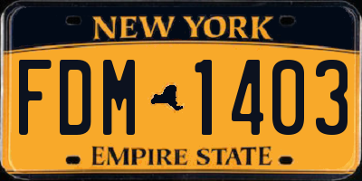NY license plate FDM1403
