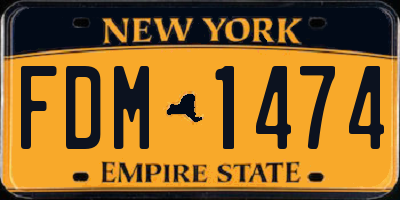 NY license plate FDM1474