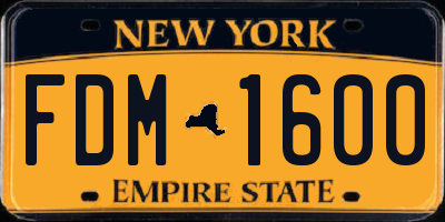 NY license plate FDM1600