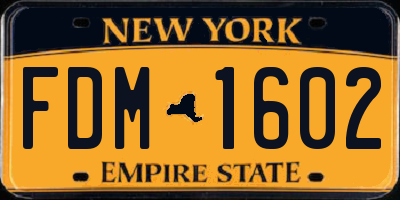 NY license plate FDM1602