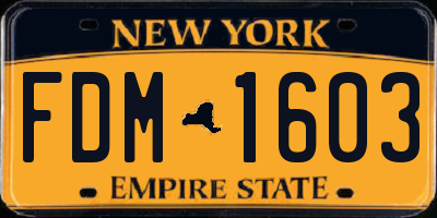 NY license plate FDM1603