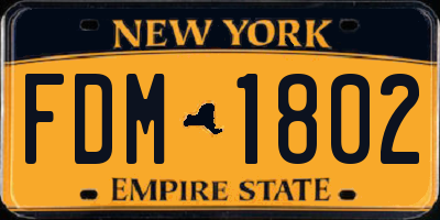 NY license plate FDM1802