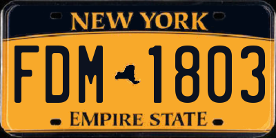 NY license plate FDM1803