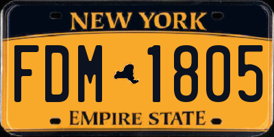NY license plate FDM1805