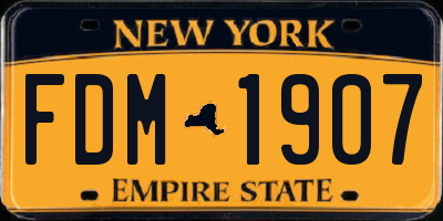 NY license plate FDM1907
