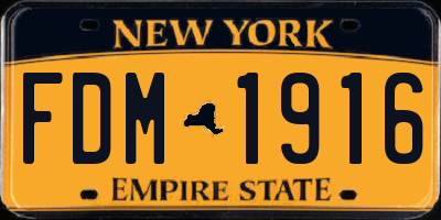NY license plate FDM1916