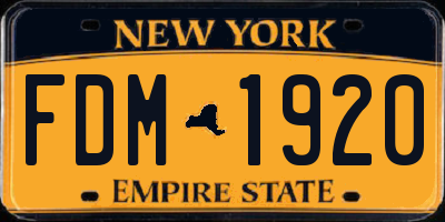 NY license plate FDM1920