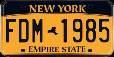 NY license plate FDM1985